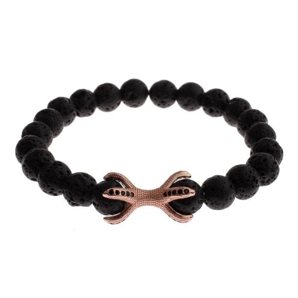 🔴 Bracelet - Rose Gold Talon Pave & Lava Stone - Picture 1 of 1